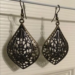 Silver & Bronze Rhinestone Fashion Earrings